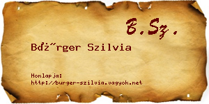 Bürger Szilvia névjegykártya