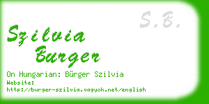 szilvia burger business card